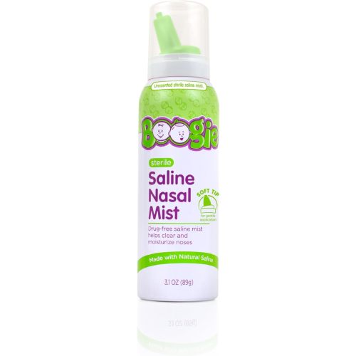 Boogie Saline Nasal Spray Mist | Decongestant Allergy Symptom Relief for Baby & Kids | Made with Natural Saline | Unscented | 3.1oz Pack of 1