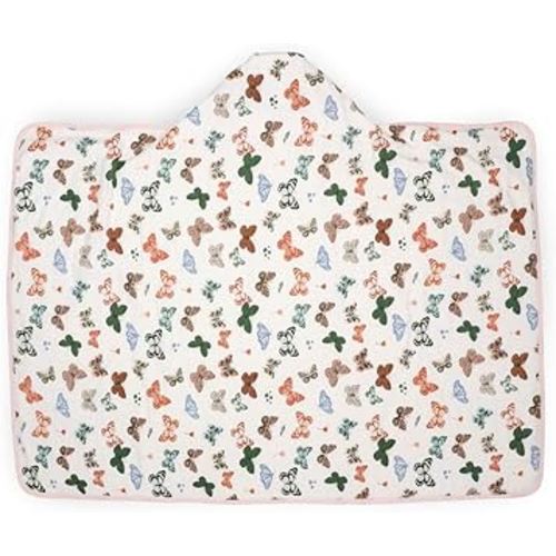 Little Unicorn Hooded Bath Towel | Absorbent Cotton & Terry Blend | Larger Size for Baby & Toddlers, 1-6 Years (Butterflies)