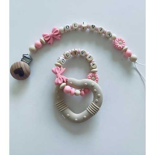 Personalized Pacifier Clip, Rattle Custom Baby Shower gift|Binky holder, Soother clip|Newborngift, BabyGirlGift