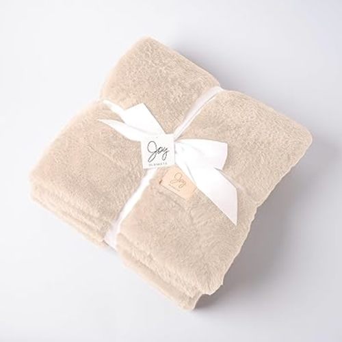 Joy Blankets Luxury Faux Fur Baby Blanket – Premium Non-Toxic Gift for Newborn & Toddler – Oeko-TEX Certified, Shed-Free, Machine Washable 30"x36" (Natural)