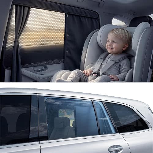 NMoiss 2026 Upgraded Dual-Layer Auto Car Window Shades for Baby 2 PCS