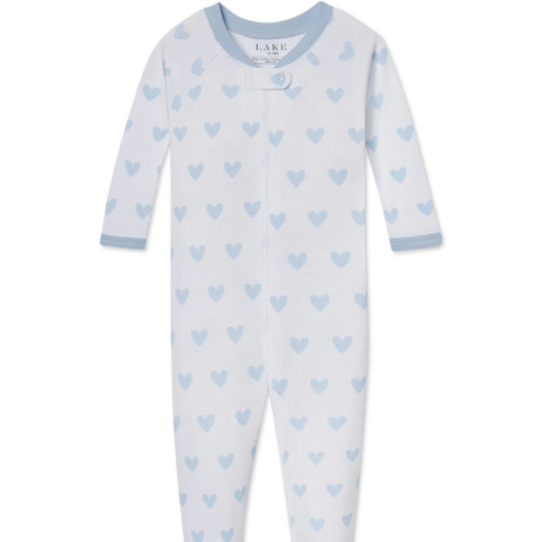 LAKE | Baby | Pima Cotton Pajamas | French Blue Heart Baby Sleeper