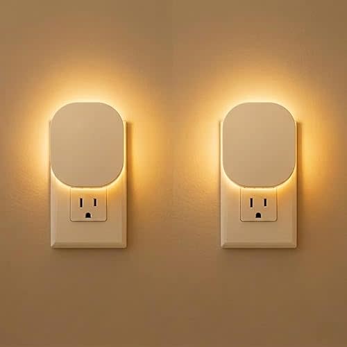Hiwrolat Plug-in Motion Sensor Night Light, Dimmable Eye-Caring Warm White Nightlight for Baby & Kids' Bathroom, Nursery, Bedroom, Hallway (2 Pack)
