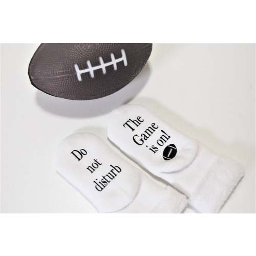 Do Not Disturb The Game is on Football Baby Socks | Sports