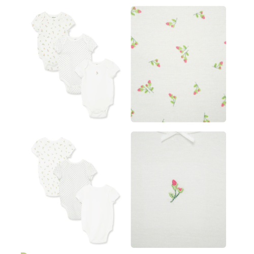 Rosebud 3-Pack Bodysuits
