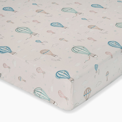 Crane Baby Cotton Sateen Crib Fitted Sheet - Hot Air Balloon