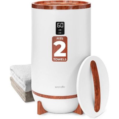 SereneLife Single Touch Towel & Blanket Warmer - Cherry, with Fragrant Disc Holder and LED Ring