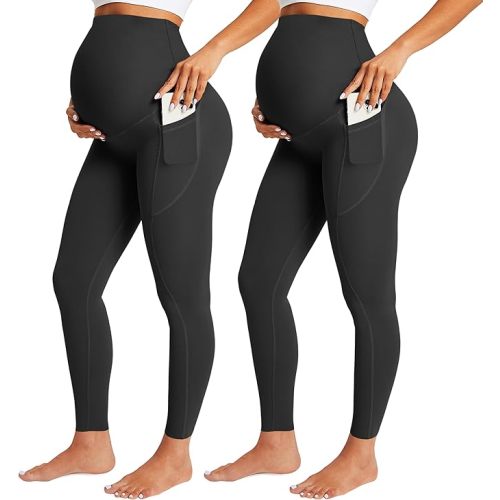 BONVIGOR Women's Maternity Leggings Over The Belly Bump Workout Full Length Leggings Running Active Yoga Pants
