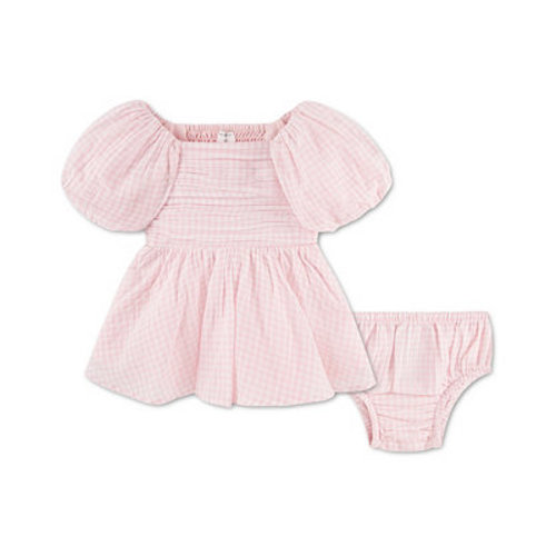 Baby Girls' Puff Sleeve Dress and Diaper Cover, 2-Piece Set