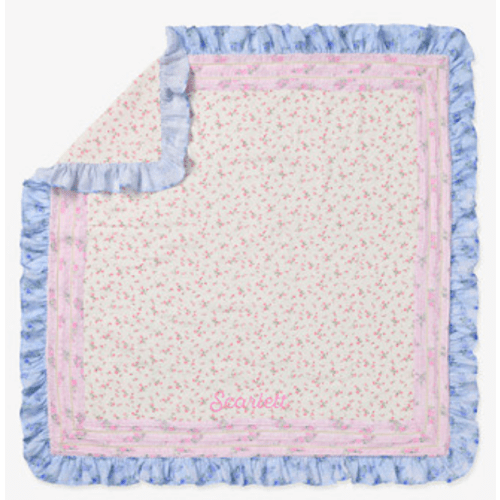 Personalized LoveShackFancy Ruffled Oversized Organic Muslin Baby Blanket