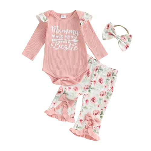 Newborn Baby Girls Outfits Daddy's Little Girl Romper Jumpsuit Bodysuit Plaid Flare Pants Set Fall Winter Clothes