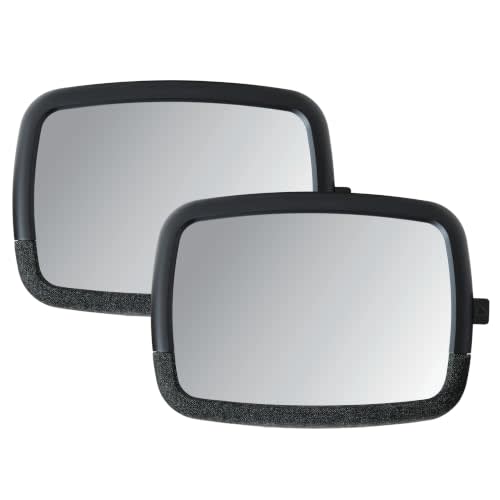 Munchkin Pivot 360 Baby Car Mirror for Rear-Facing Car Seats, Black, 2 Pack | Crash-tested wide-angle mirror provides clear, undistorted views of baby