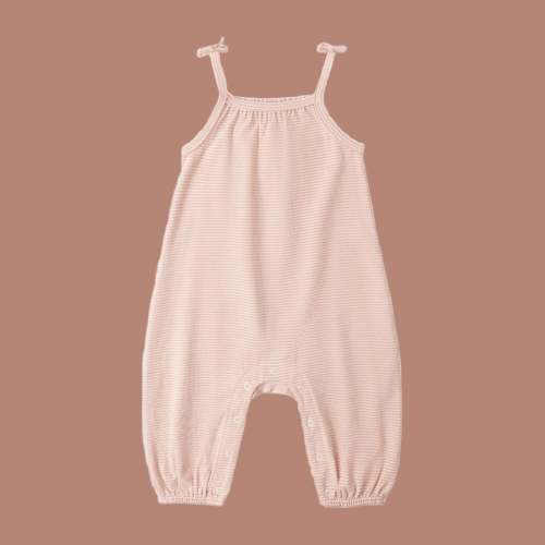 Smocked Jumpsuit | Melon Micro Stripe