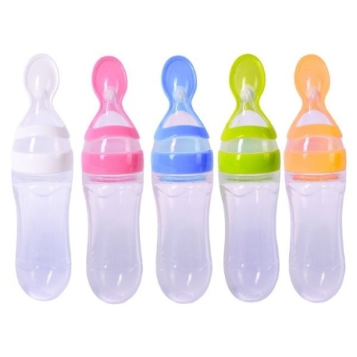 Wish | Silicone Spoon Cute Baby Rice Cereal Eat-bottle Weaning Food Supplement 90ml