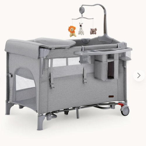 Harppa Saimia 5-in-1 Pack n Play Bassinet & Playard, Portable Crib with Changing Table & Wheels
