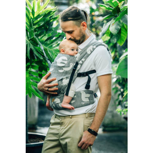 LennyLight Carrier, Standard Size, jacquard weave (68% cotton 16% linen 16% modal) - BIRDY - WHITE NOISE