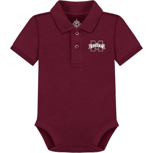 Creative Knitwear College Baby Polo Bodysuit Solid - Team Logo, Multiple Colors, for Boys & Girls (0-12 Months)