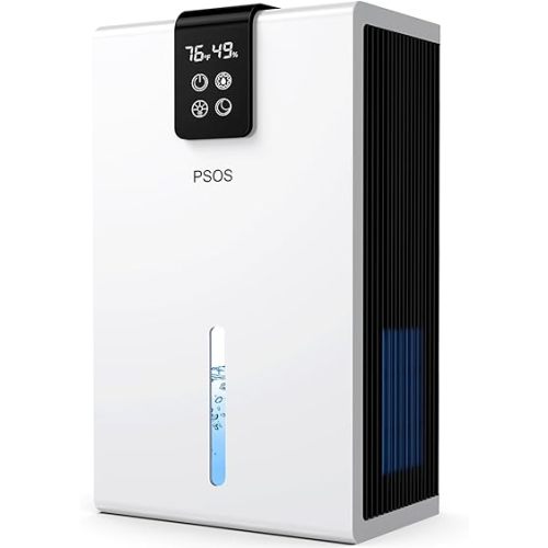 Dehumidifier, Dehumidifiers for Home, 98 OZ Water Tank, (1000 sq.ft) Quiet Dehumidifier for Basement Bedroom Bathroom with Humidity Display, Auto Shut Off, Relaxing 7 Color Ambient Light(White)