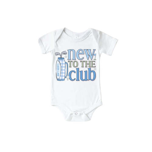 New To The Club Blue Graphic Bodysuit & Kids Tee | White 0-3 months