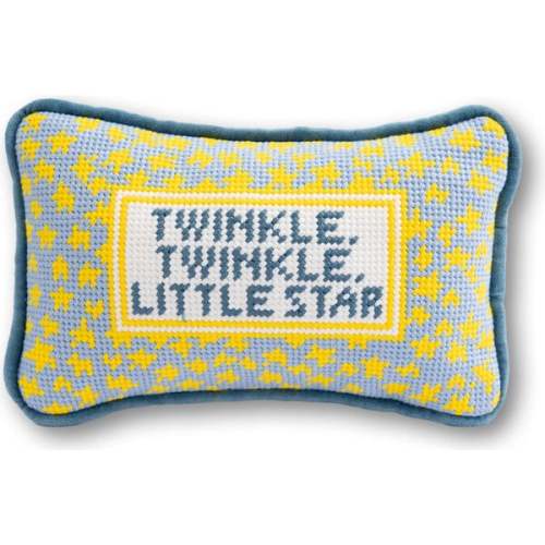 Twinkle Twinkle Mini Needlepoint Pillow, Yellow, Blue