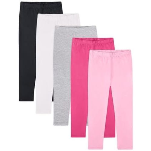 FEQO 5 Pack Toddler Girls Cotton Leggings Full Length Tight Pants 1-5T