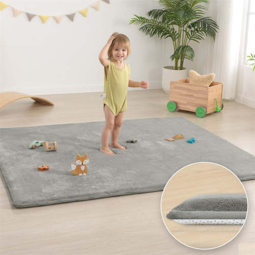 Light Grey Elasti-Foam™ 1.3" Narrow-Edge Baby Play Mat – Huloosleep®