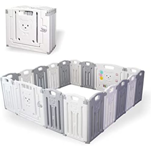 Baby Playpen Kids Activity Centre Safety Play Yard Home Indoor Outdoor New Pen (18White)