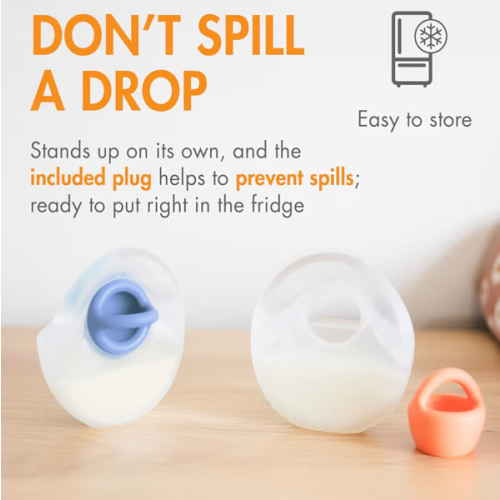 Boon Trove Silicone Manual Breast Pump Set - Hands Free Breast Milk Collector - Includes Polyester Travel Pouch - Breastfeeding Essentials - 2 Count