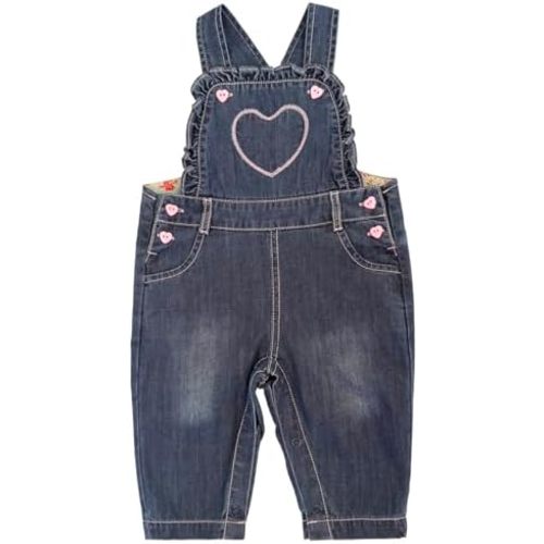 Peacolate 3Months-3Years Baby Girls Denim Overalls Embroidery Butterfly Bib Pants Jeans Jumpsuit