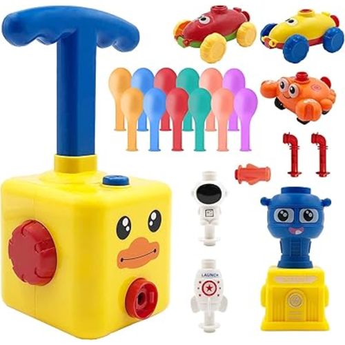 Balloon Car Toy Pump Set for Kids – Ideal Holiday Gift Toy Power Launcher, Balloon Launcher Toys for Kids (Yellow Duck)