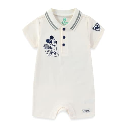 Disney Mickey Mouse Baby Boys Polo Romper for Newborn and Infant
