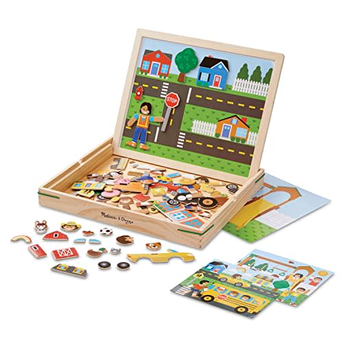 Melissa & Doug Wooden Magnetic Matching Picture Game with 119 Magnets and Scene Cards Magnetic Book Scenes for Kids Ages 3+