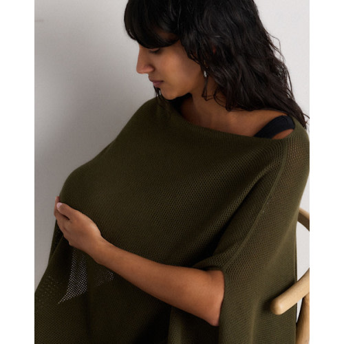 Lightweight Cotton Cashmere Nursing Shawl in Olive