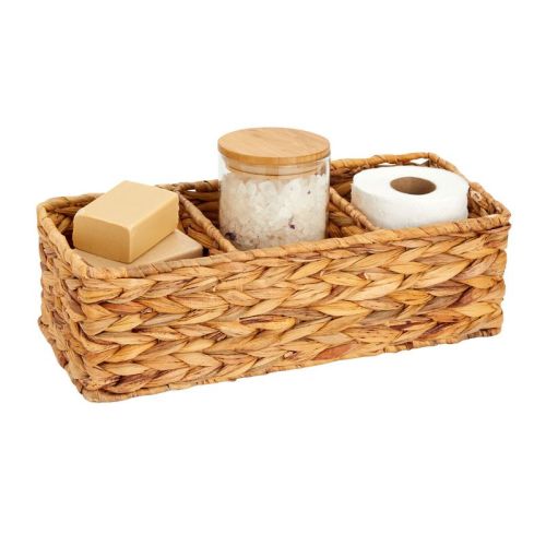 Farmlyn Creek 3-section Wicker Baskets For Shelves, Water Hyacinth Storage Baskets 2-pack