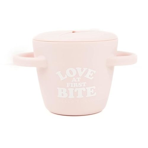 Snack Cups for Toddlers by Bella Tunno, Silicone Spill Proof Food Container with Lid, Babies & Kids 6-12 Months, Love First Bite