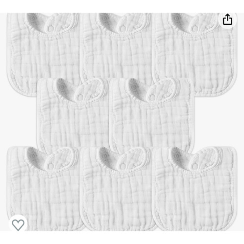 GROBRO7 8Pcs Muslin Baby Bibs Soft Cotton Drool Bib Absorbent Breathable Machine Washable Feeding Bibs for Unisex Newborn