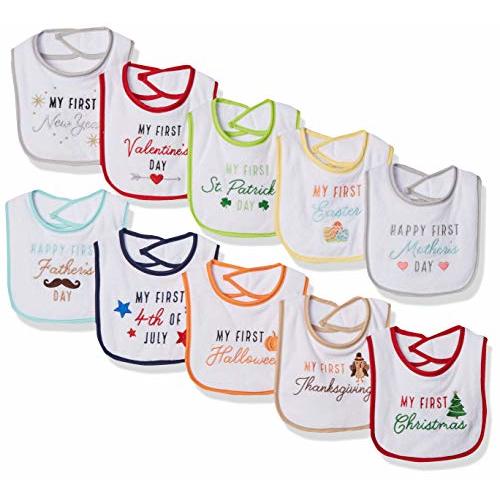 Hudson Baby Unisex Baby Cotton Terry Drooler Bibs With Fiber Filling