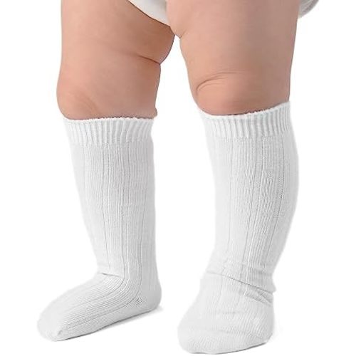 EPEIUS Baby Girl & Boy Knee High Socks - Seamless Ribbed/Cable Knit Socks for Newborn to Toddler