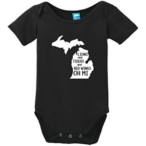 Lions and Tigers and Red Wings Oh Mi Printed Infant Bodysuit Baby Romper