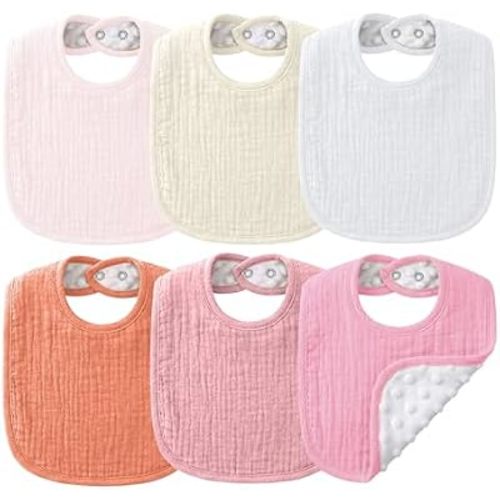 NISXABEBE Muslin Baby Bibs for Unisex Boys Girls, Cotton Drool Bibs, Adjustable Newborn Bibs for Drooling and Teething