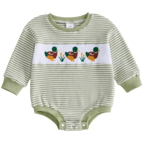 GOOCHEER Fall Baby Boy Clothes Football Duck Hunting Long Sleeve Romper