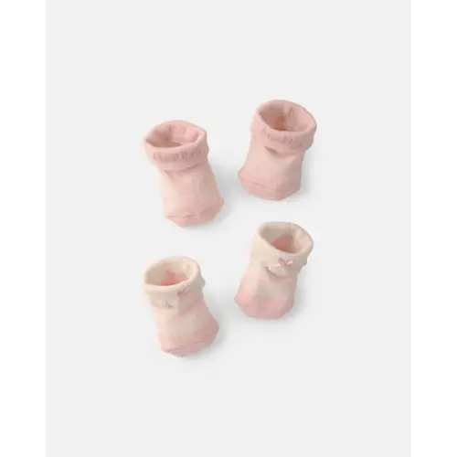 Baby Girl 2-Pack 'Hello Baby' Foldover Booties - Pink | Carter's
