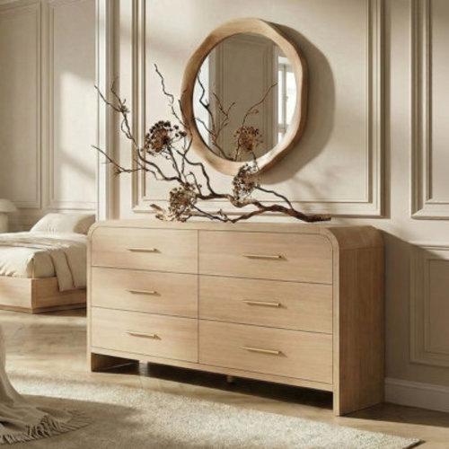 Modern 6-Drawer Storage Cabinets With Large Rounded Corner Dresser | Wayfair