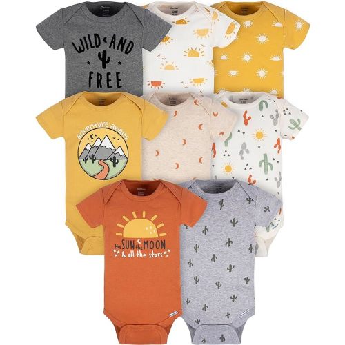 Gerber Unisex-Baby 8-Pack Short Sleeve Onesies Bodysuits - 3-6 Months - Southwest