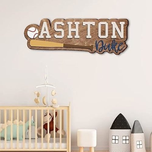 Personalized Nursery Name Sign, Western nursery decor boy, Baseball Sports Wooden Kids Room Decor, Sports Nursery, Kids room decor, Wood name signs for Girls and Boys, Baptism gift /1