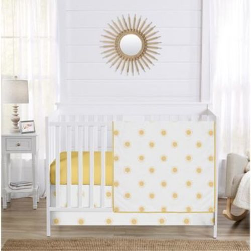 Sweet Jojo Designs Baby Boy, Girl, Unisex/Gender Neutral 3pc Baby Crib Bedding Set Boho Sun White and Mustard Yellow