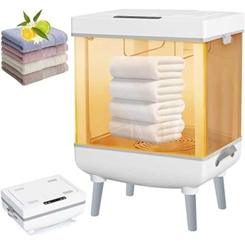 Towels Warmer for Bathroom, Foldable Hot Tub Large Towel Warmer Bucket with 2-in-1 Heating and Drying Functions, Fits Up to Two 40"X70" Oversized Towels, Blanket, Clothes and Robe for Single or Double