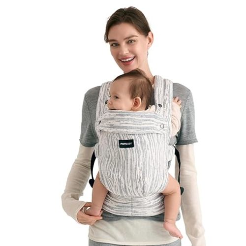 Momcozy Herihuge Baby Carrier - Crafted with Charming Jacquard Weaving, Durable, Stylish and Elegant, All-Day Comfort for Moms, Time Heritage Beige