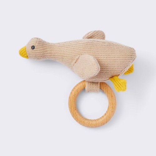 Knit Rattle on Wood Ring - Goose - Cloud Island™
