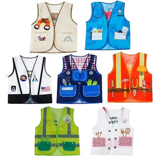 Tigerdoe Dress Up Clothes for Toddlers - 7 Pcs of Vest - Pretend Play School Set - Career Costumes - Role Play Costume